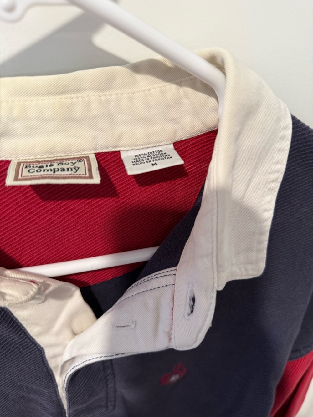 Vintage 90’s Bugle Boy Navy, Red and White Colorblock Rugby Shirt - Picture 4 of 6